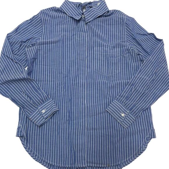 Rails Top Womens Small Blue Mimi Maldives Stripe Button Down Bow Neck Blouse - Picture 2 of 9